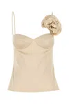 Magda Butrym Beige Stretch Satin Top In Pink