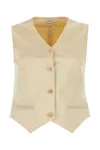 Magda Butrym Cotton Blend Vest With Adjustable Back Strap In Beige