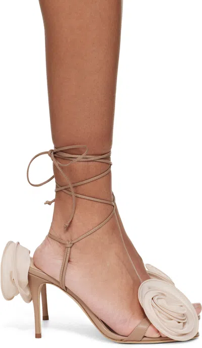 Magda Butrym 'sandals Ankle Wrap Floral Embellishment' In Beige