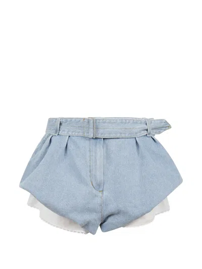 Magda Butrym Belt Denim Mini Shorts In Blue