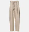 Magda Butrym Belted Cotton-blend Tapered Pants In Neutral