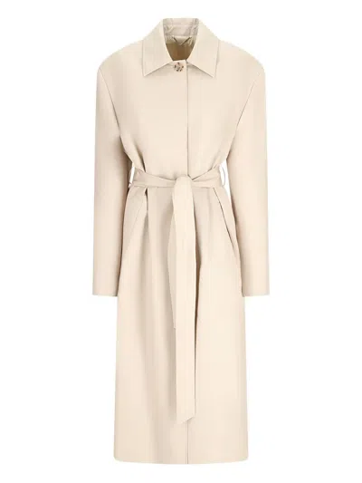 Magda Butrym Belted Cotton Coat In Neutral