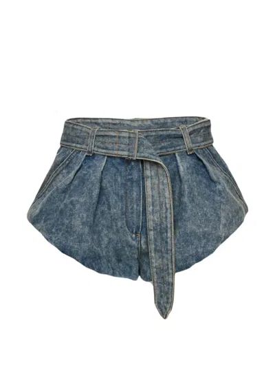 Magda Butrym Belted Denim Shorts In Blue