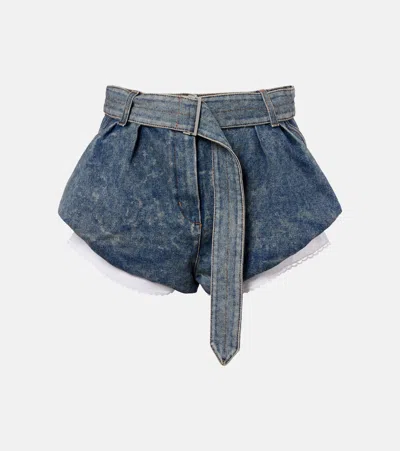 Magda Butrym Belted High-rise Denim Shorts In Blue