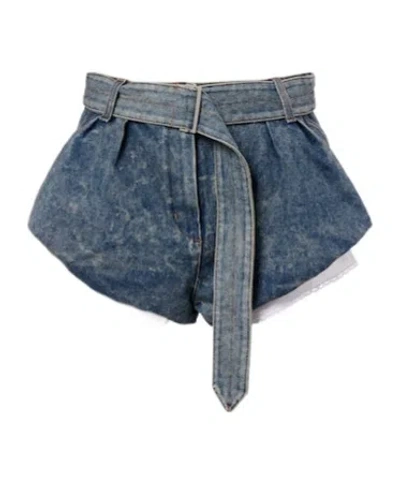 Magda Butrym Belted High-rise Denim Shorts In Blue