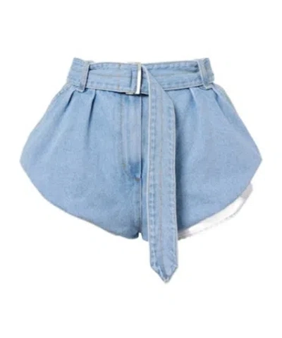 Magda Butrym Belted High-rise Denim Shorts In Blue