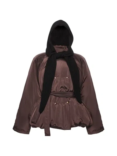 Magda Butrym Belted Hooded Bomber Jacket In Neutral