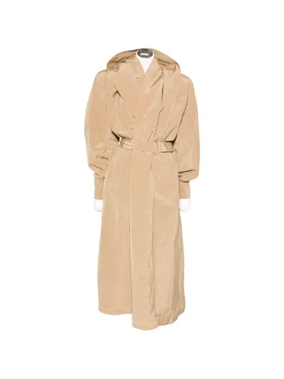 Magda Butrym Belted Hooded Coat In Brown