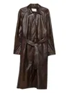 Magda Butrym Belted Leather Coat In Brown