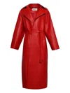 Magda Butrym Belted Leather Coat In Red