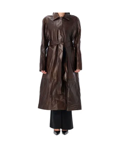 MAGDA BUTRYM BELTED LEATHER COAT