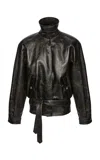Magda Butrym Belted Leather Jacket In Black