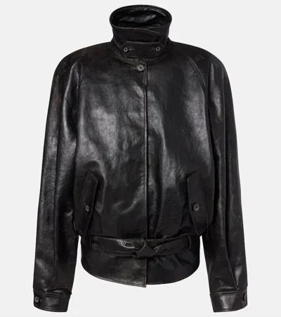 Magda Butrym Belted Leather Jacket In Black
