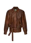 Magda Butrym Belted Leather Jacket In Brown