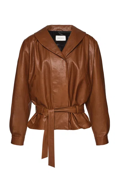 Magda Butrym Belted Leather Jacket In Brown