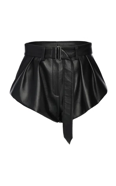 Magda Butrym Belted Leather Mini Shorts In Black