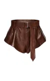 Magda Butrym Belted Leather Mini Shorts In Brown