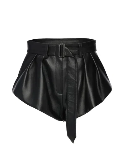 Magda Butrym Belted Leather Shorts In Black