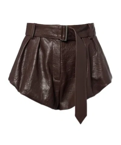Magda Butrym Belted Leather Shorts In Brown