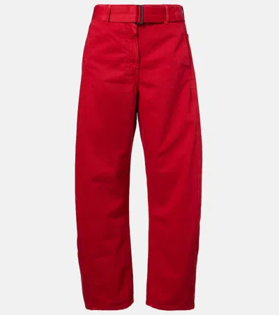 Magda Butrym Belted Mid-rise Barrel-leg Jeans In Red
