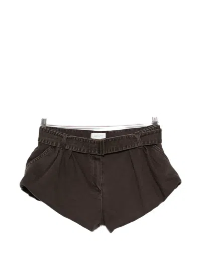 Magda Butrym Belted Pleated Shorts In Brown