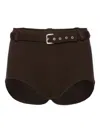 Magda Butrym Belted Ribbed-knit Shorts