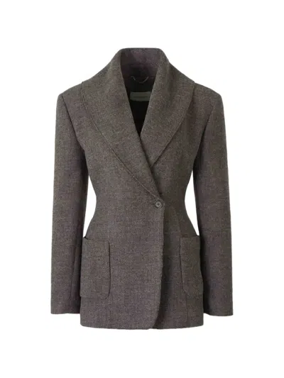 Magda Butrym Belted Shawl-collar Blazer In Gray
