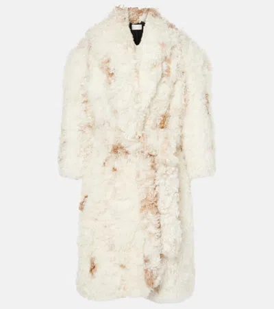 Magda Butrym Belted Shearling Coat In White