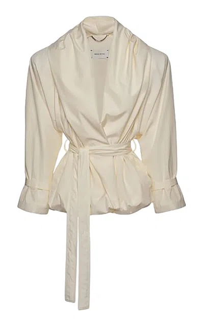 Magda Butrym Belted Silk-blend Jacket In Ivory