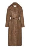 Magda Butrym Belted Suede Coat In Beige