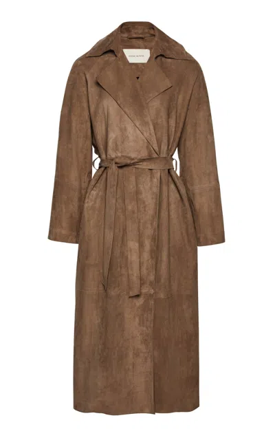 Magda Butrym Belted Suede Coat In Beige