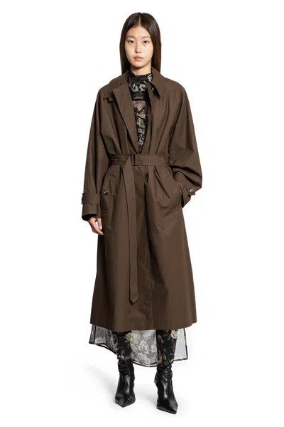 Magda Butrym Belted Trench-coat In Cotton In Brown