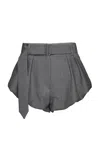 Magda Butrym Belted Wool-silk Shorts In Grey