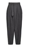 Magda Butrym Belted Wool-silk Straight-leg Pants In Grey