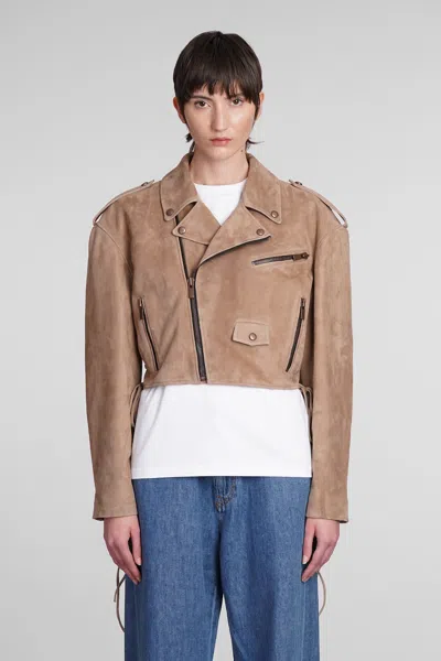 Magda Butrym Biker Jacket In Brown Leather