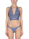 Magda Butrym Bikini Top With All Over Logo In Blue