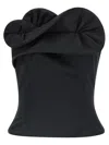 Magda Butrym Ruffled Wool And Silk Bustier Top In Black