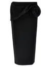 Magda Butrym Draped Floral High Waist Midi Skirt In Black