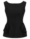 Magda Butrym Hourglass Black Top With 3d Floral Details In Black