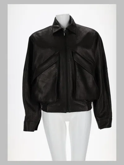 Magda Butrym Geometric Cutout Leather Jacket In Multi