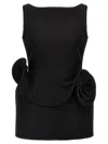 Magda Butrym Waist-fitted Floral Embellished Scoop Back Dress In Black