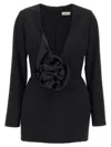 Magda Butrym Oversized Floral Embellished Silk-wool Dress In Black