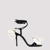Magda Butrym 105 Double Flower Satin Sandals In Black