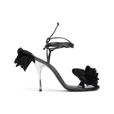 MAGDA BUTRYM MAGDA BUTRYM BLACK CALF LEATHER FLOWER SHOES