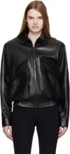 Magda Butrym Black Classic Collar Vintage Leather Bomber Jacket In Black