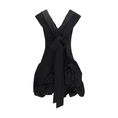 Magda Butrym Asymmetrical Draped Cotton And Silk-blend Mini Dress In Black
