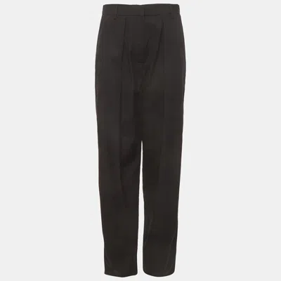 Pre-owned Magda Butrym Black Cotton Pleated Wide-leg Pants S