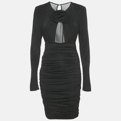Magda Butrym Black Cut-out Jersey Ruche Mini Dress