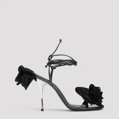 MAGDA BUTRYM BLACK DOUBLE FLOWER HEELS