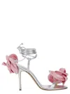 Magda Butrym Wrap Around Double Flower Sandals In Silver
